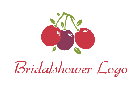 cherries with leaves food logo