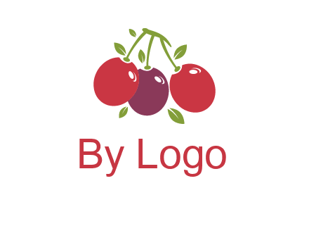 cherries with leaves food logo