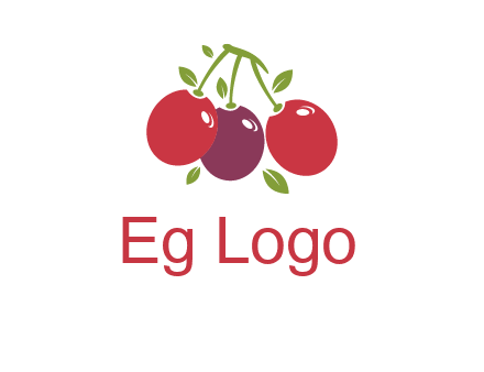 cherries with leaves food logo
