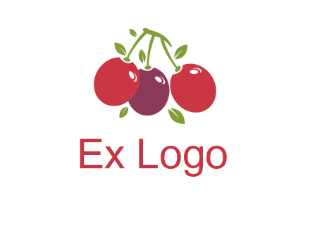 cherries with leaves food logo