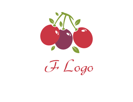 cherries with leaves food logo