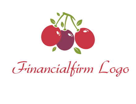cherries with leaves food logo