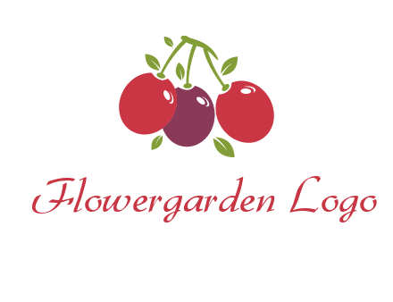 cherries with leaves food logo