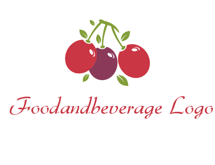 cherries with leaves food logo