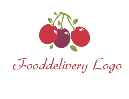 cherries with leaves food logo