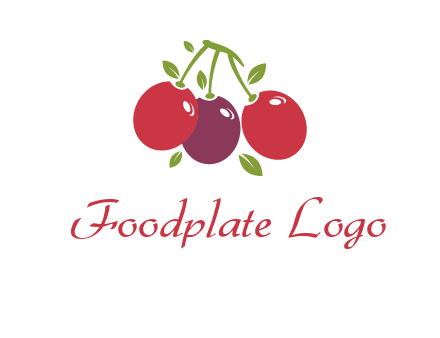 cherries with leaves food logo