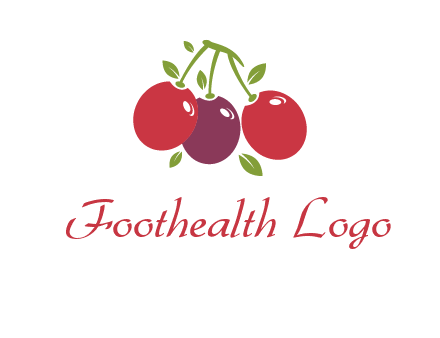 cherries with leaves food logo