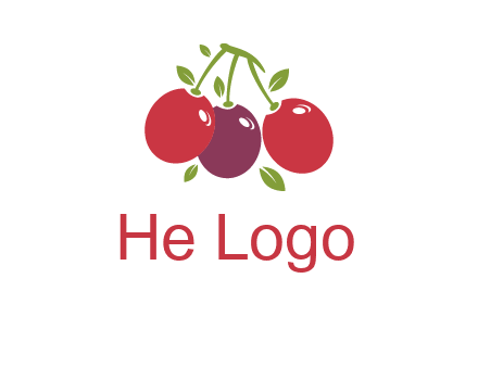 cherries with leaves food logo