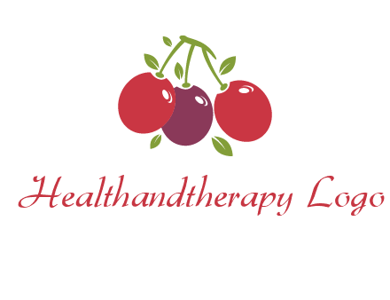 cherries with leaves food logo