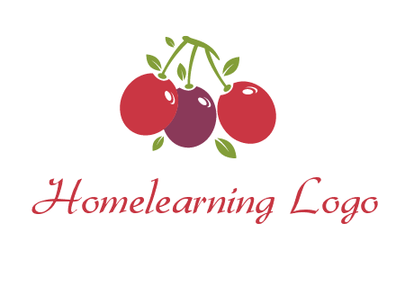 cherries with leaves food logo