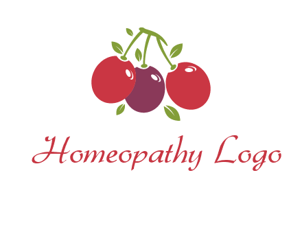 cherries with leaves food logo