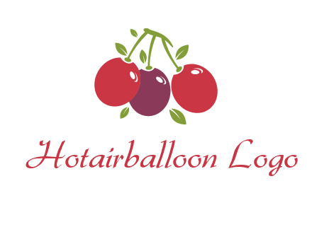 cherries with leaves food logo