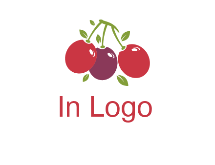 cherries with leaves food logo