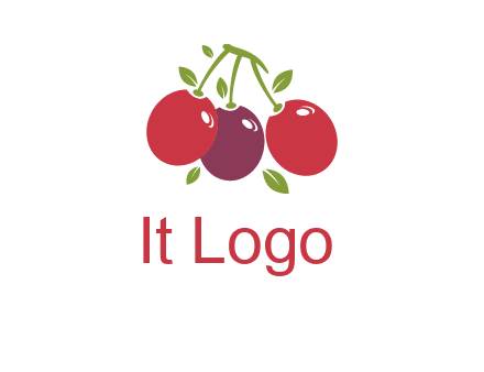 cherries with leaves food logo