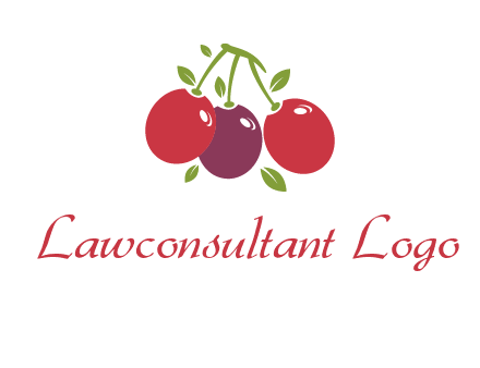 cherries with leaves food logo