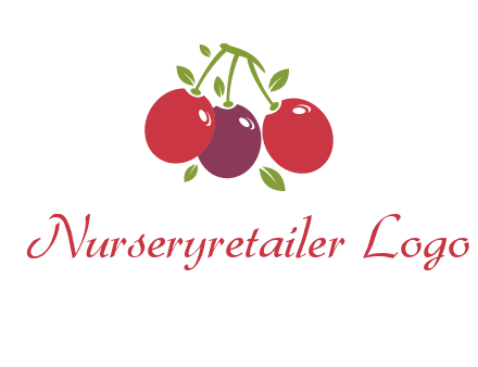 cherries with leaves food logo