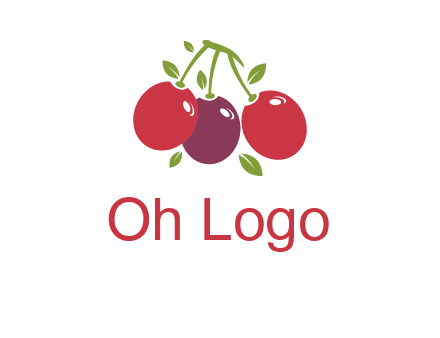 cherries with leaves food logo