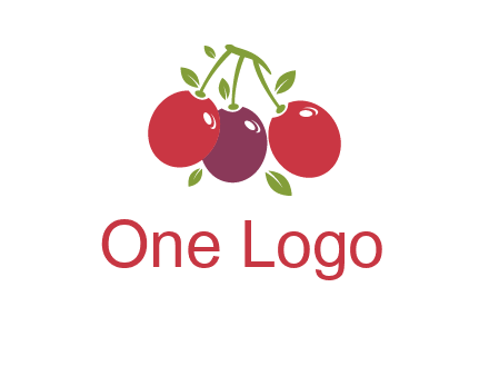 cherries with leaves food logo
