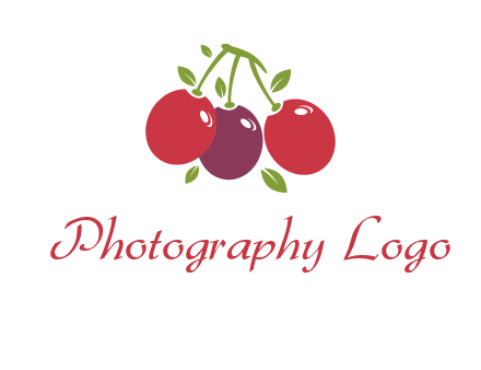 cherries with leaves food logo