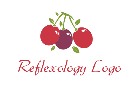 cherries with leaves food logo