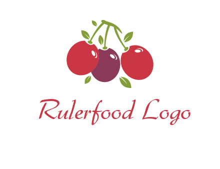 cherries with leaves food logo