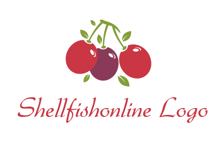 cherries with leaves food logo