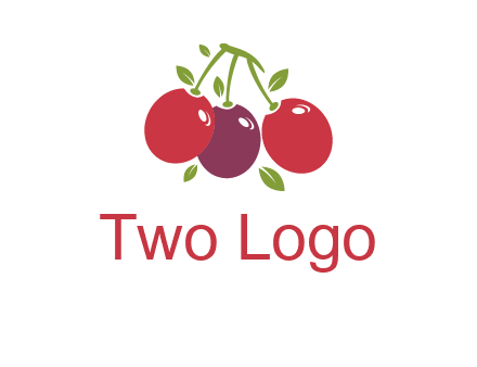 cherries with leaves food logo