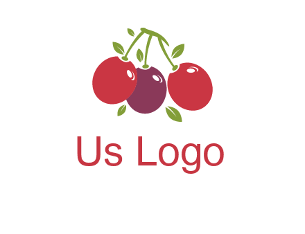 cherries with leaves food logo