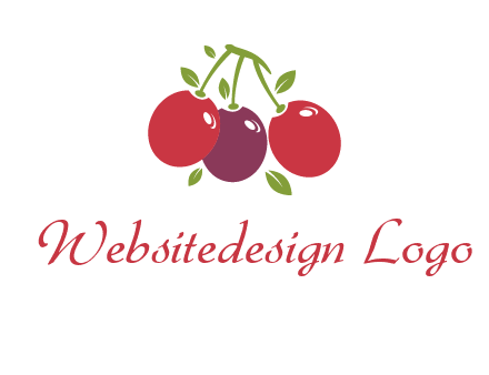 cherries with leaves food logo