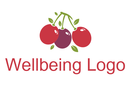 cherries with leaves food logo