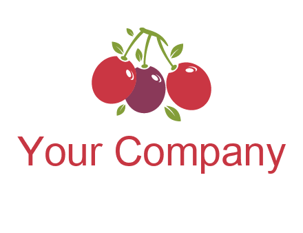 cherries with leaves food logo