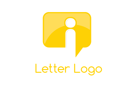 letter i inside the speech bubble logo