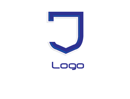 Shield creating letter j logo