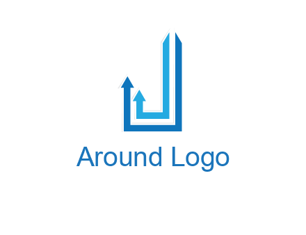 two arrow going up and creating letter j logo