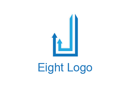two arrow going up and creating letter j logo