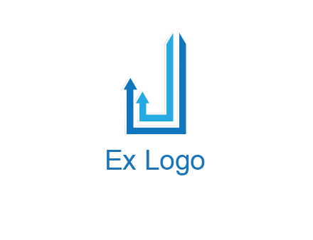 two arrow going up and creating letter j logo