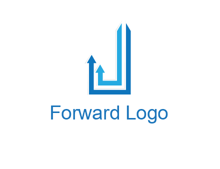 two arrow going up and creating letter j logo