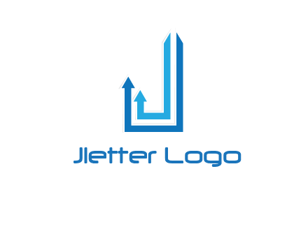 two arrow going up and creating letter j logo