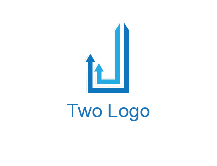 two arrow going up and creating letter j logo
