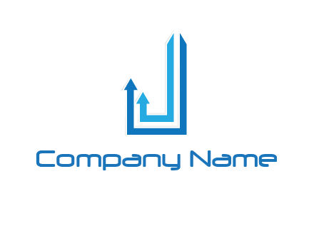 two arrow going up and creating letter j logo