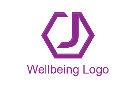 letter j incorporated with hexagon shape logo