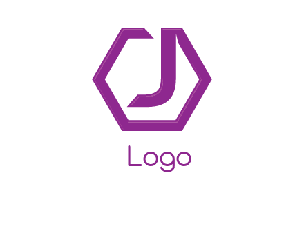 letter j incorporated with hexagon shape logo