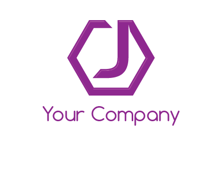 letter j incorporated with hexagon shape logo
