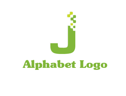 technology  squares forming letter j initial