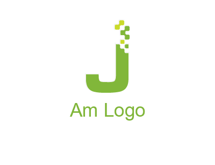 technology  squares forming letter j initial