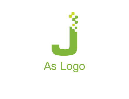 technology  squares forming letter j initial