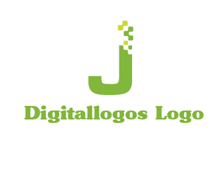 technology  squares forming letter j initial