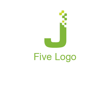 technology  squares forming letter j initial