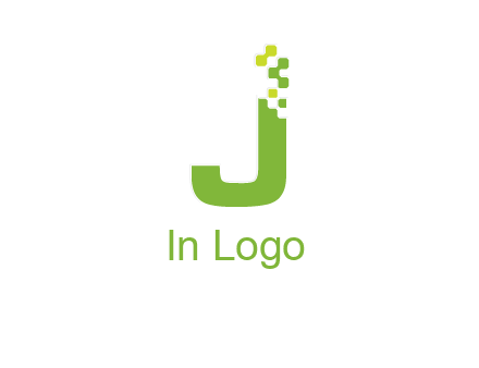 technology  squares forming letter j initial