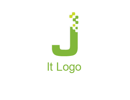 technology  squares forming letter j initial